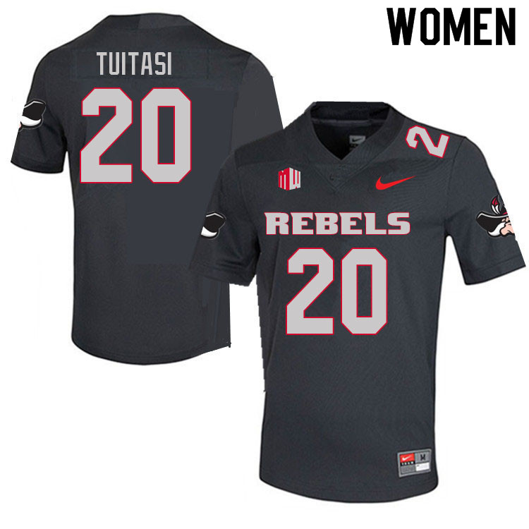 Women #20 Tavai Tuitasi UNLV Rebels College Football Jerseys Sale-Charcoal